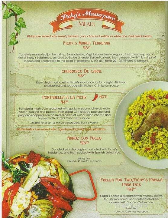 Cuba Pichy's Cuisine - Leesburg, FL menu_pic
