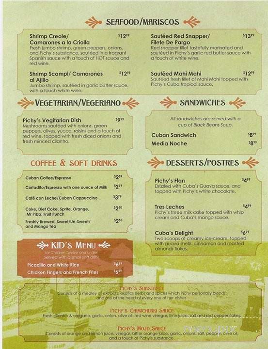 Cuba Pichy's Cuisine - Leesburg, FL menu_pic