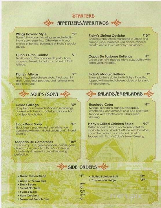 Cuba Pichy's Cuisine - Leesburg, FL menu_pic