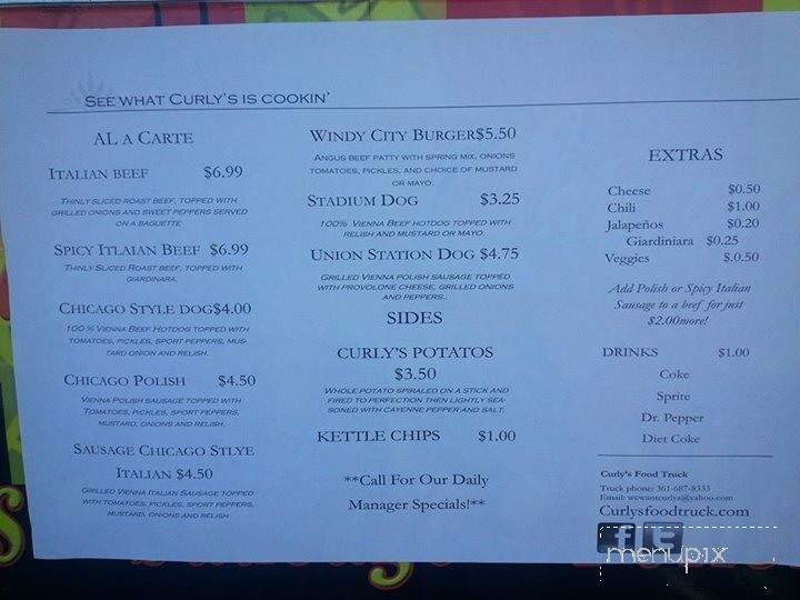 Curly's Food Truck - Corpus Christi, TX menu_pic