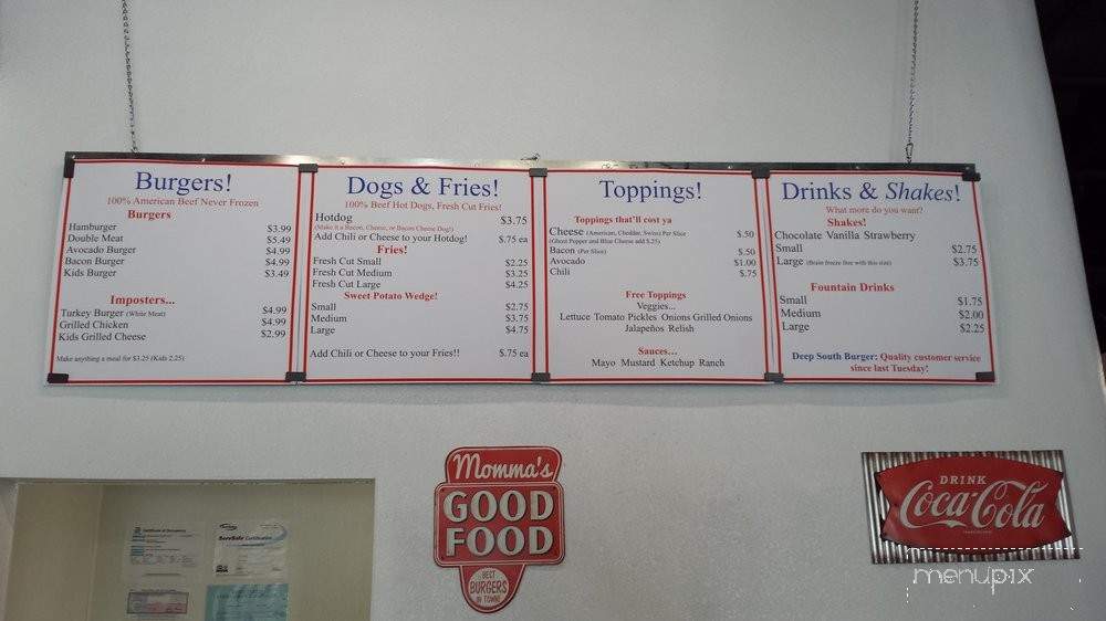 Deep South Burger - Dallas, TX menu_pic
