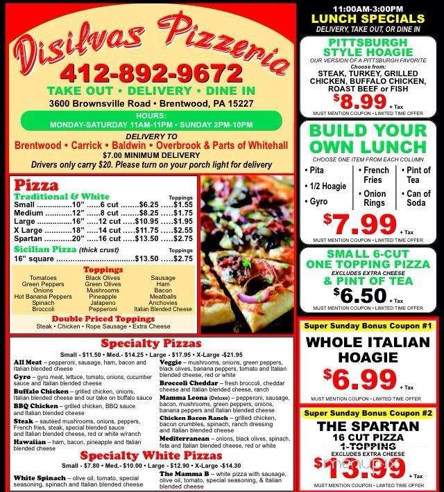 Disilvas Pizzeria - Brentwood, PA menu_pic