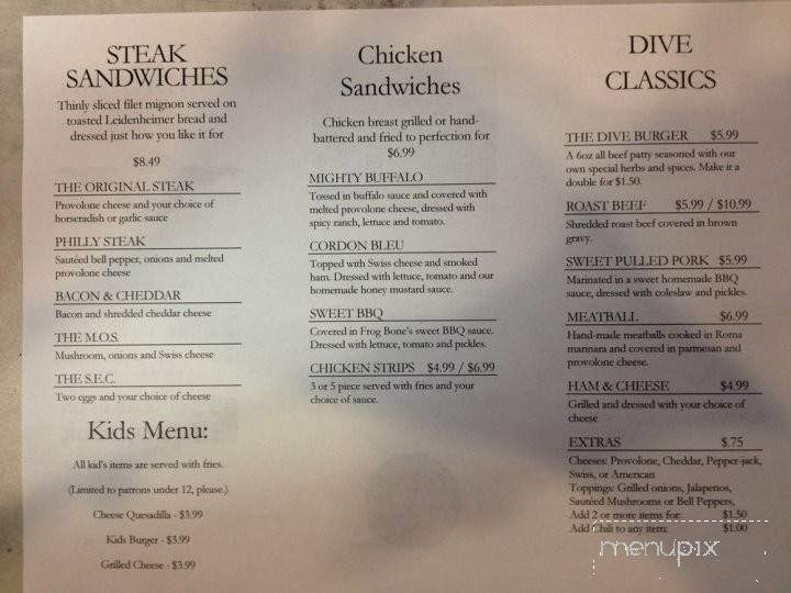 Dive Inn Take Out Sandwich Shoppe - Madisonville, LA menu_pic