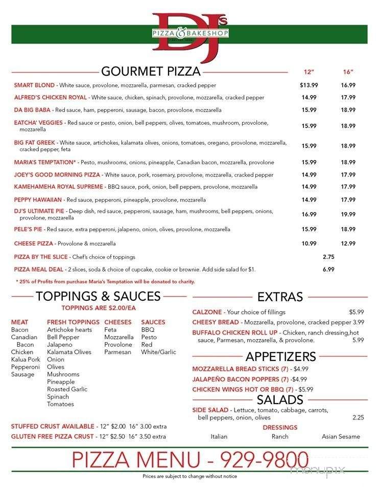Dj's Pizza & Bake Shop - Ocean View, HI menu_pic