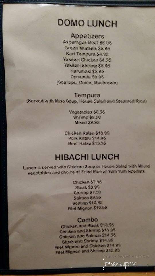 Domo Japanese Sushi & Hibachi Grill - Lexington, KY menu_pic