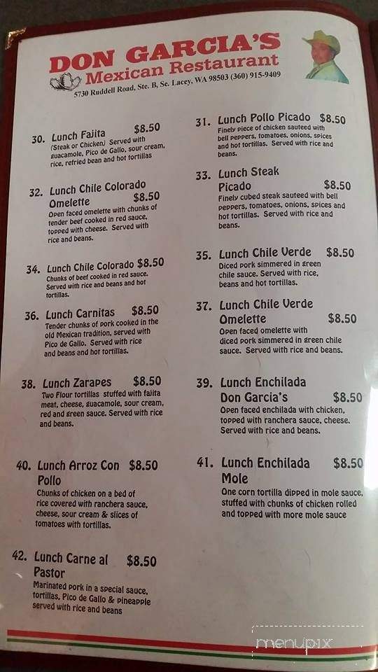 Don Garcia's - Olympia, WA menu_pic