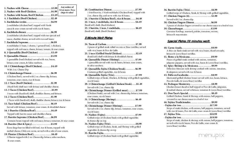 Don Tacos - Tuscaloosa, AL menu_pic