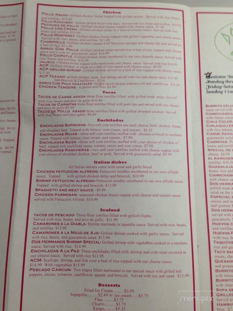 Dos Hermanos - New Martinsville, WV menu_pic