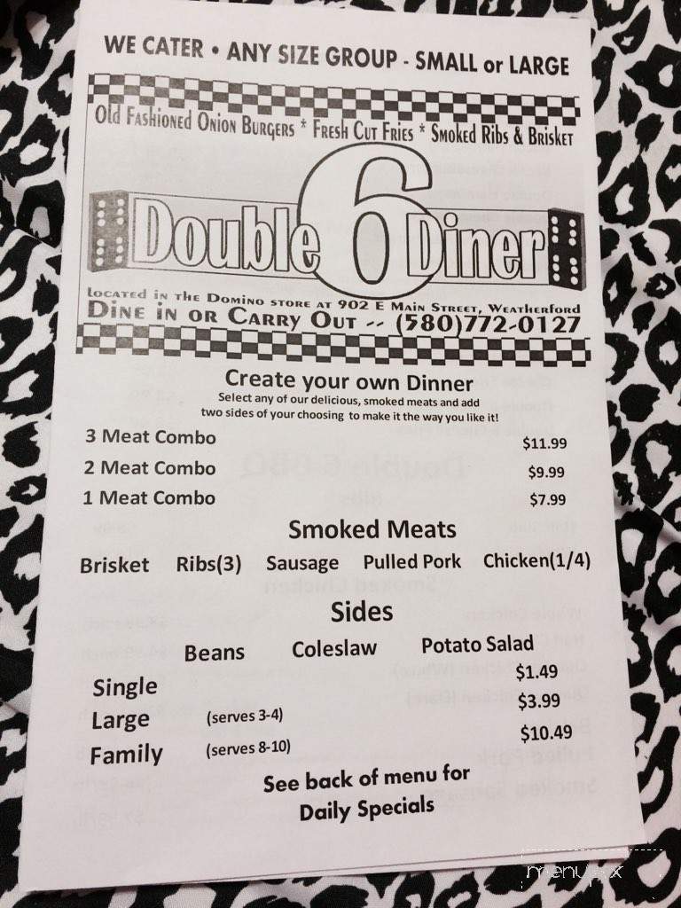 Double - Weatherford, OK menu_pic