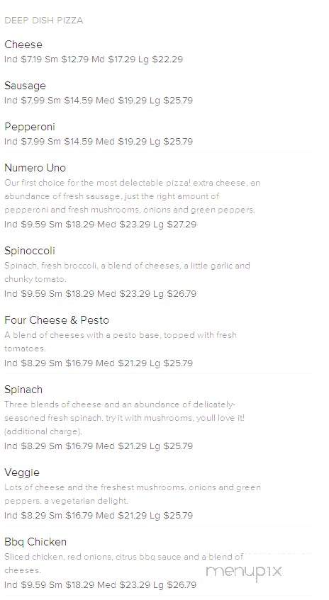 Due Pizzeria - Chicago, IL menu_pic