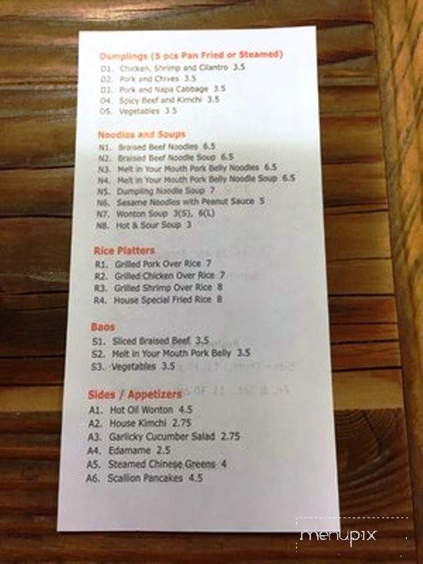 Dumplings & Things - Sunnyside, NY menu_pic