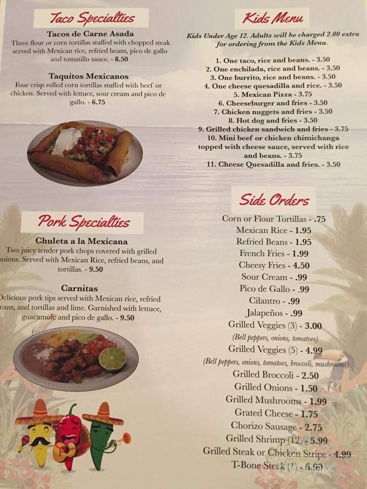 El Paraiso Restaurant - Jefferson City, TN menu_pic