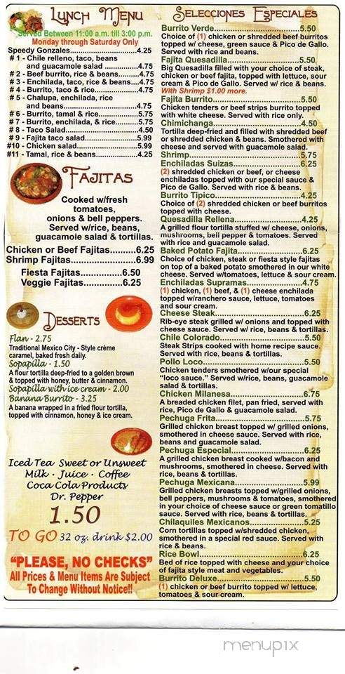 El Senor Tequila - Portageville, MO menu_pic