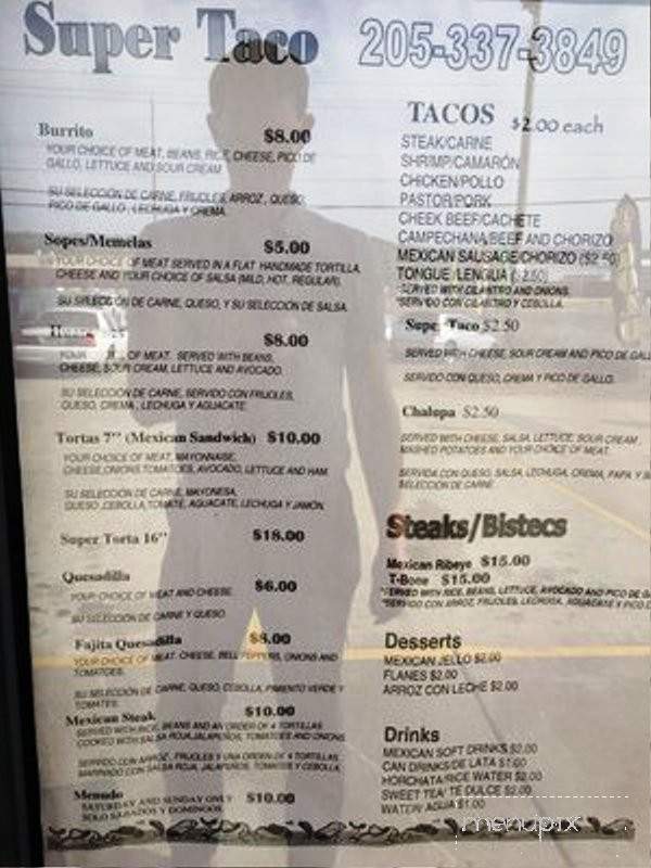 El Super Taco - Birmingham, AL menu_pic