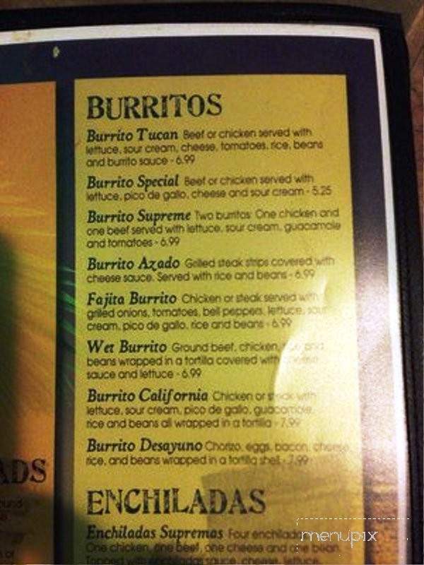 El Tucan - Owensboro, KY menu_pic
