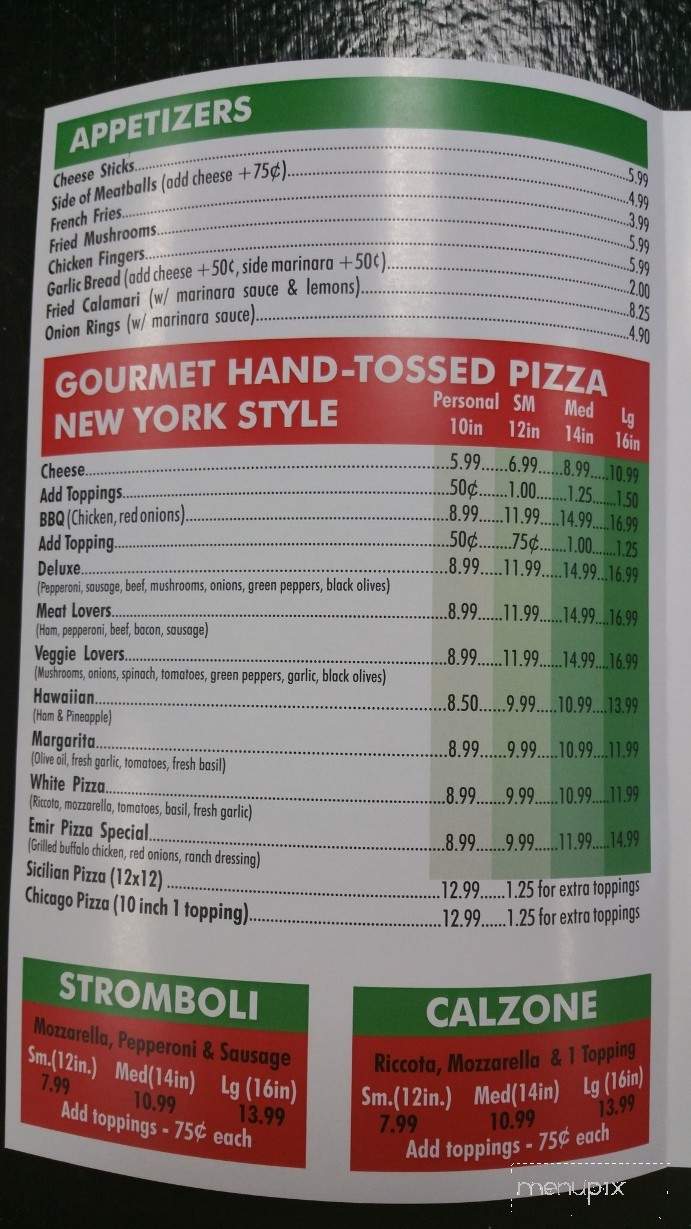Emir Pizza - Jacksonville, FL menu_pic