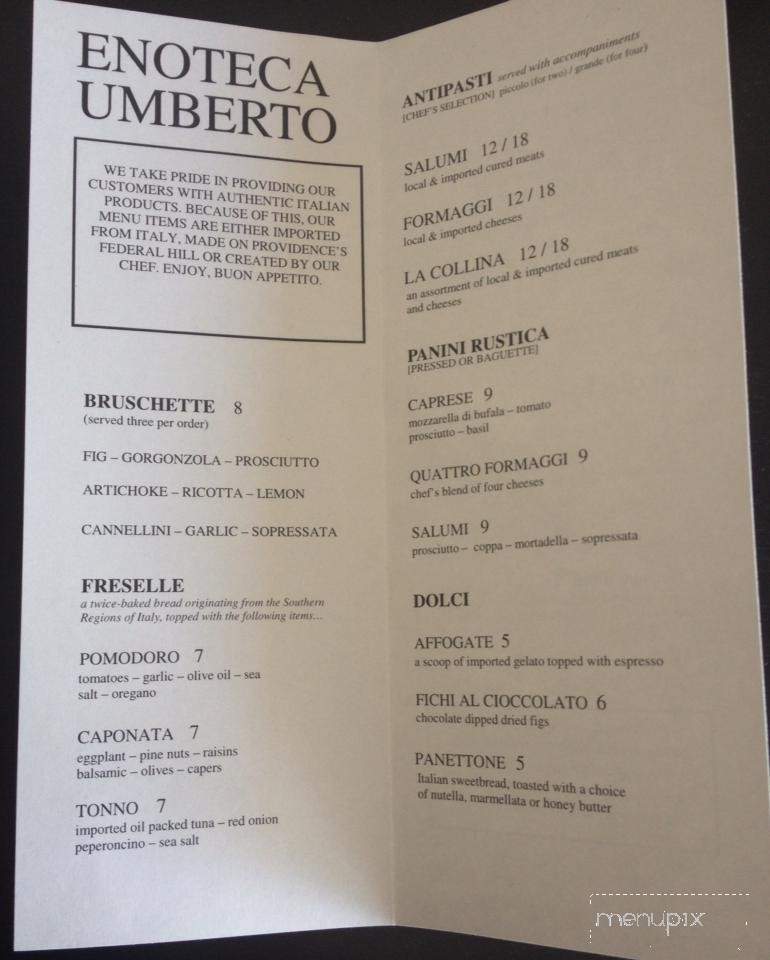 Enoteca Umberto - Providence, RI menu_pic