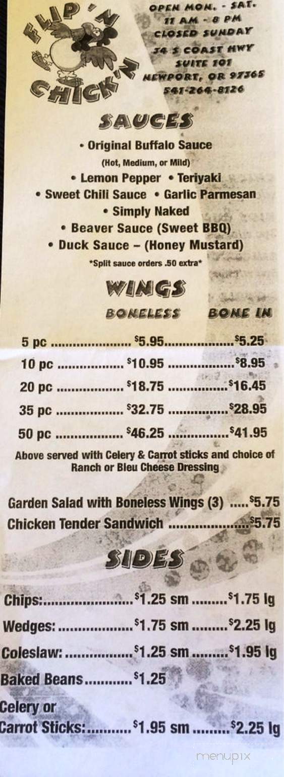 Flip'n Chick'n - Newport, OR menu_pic