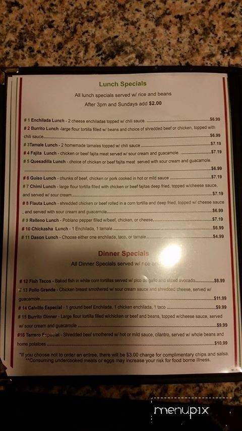 Flores Mexican Restaurant - Marlow, OK menu_pic