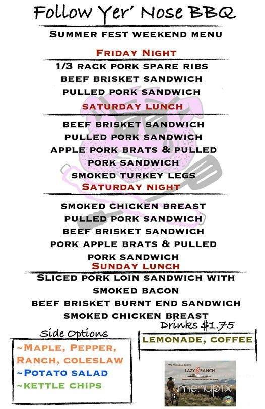 Follow Yer' Nose BBQ - Emigrant, MT menu_pic