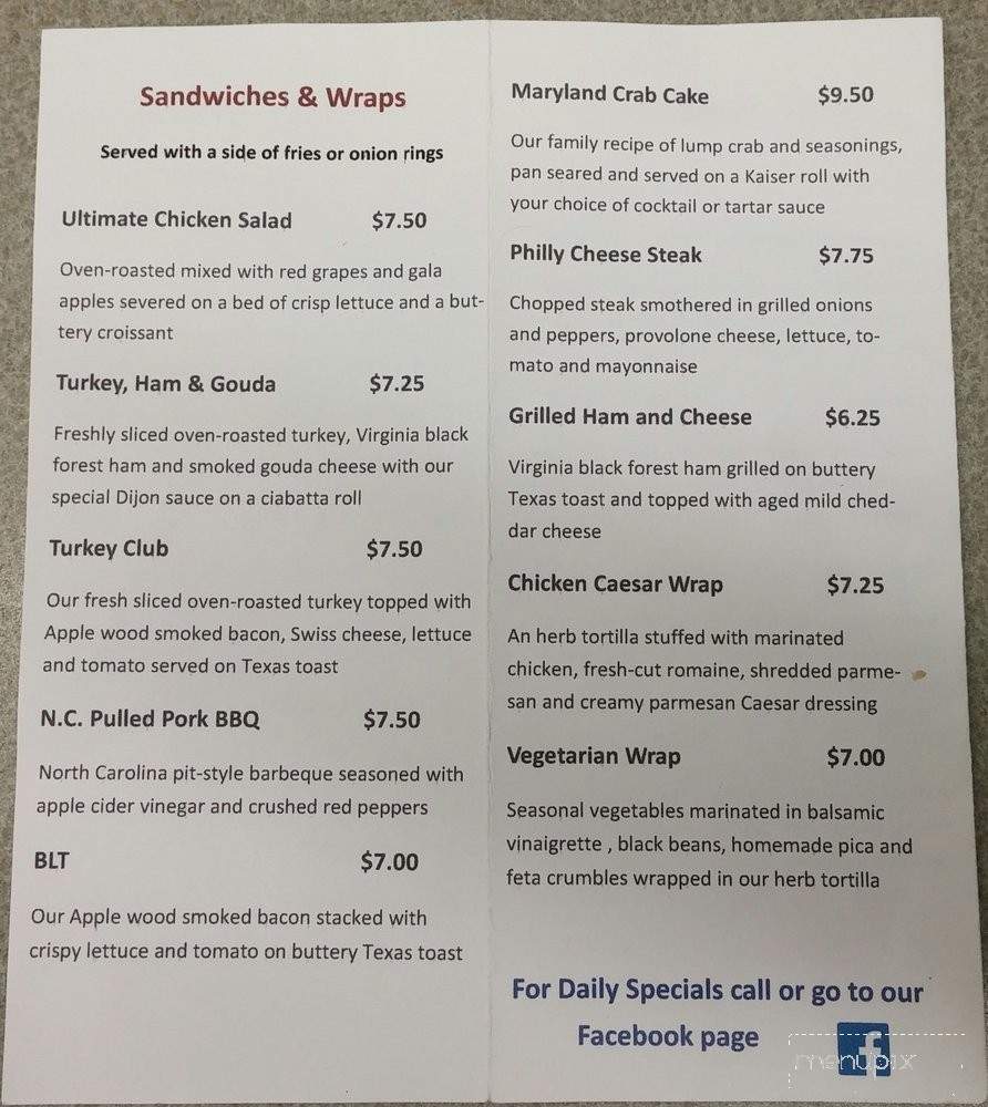 Fox's Ordinary - Toano, VA menu_pic