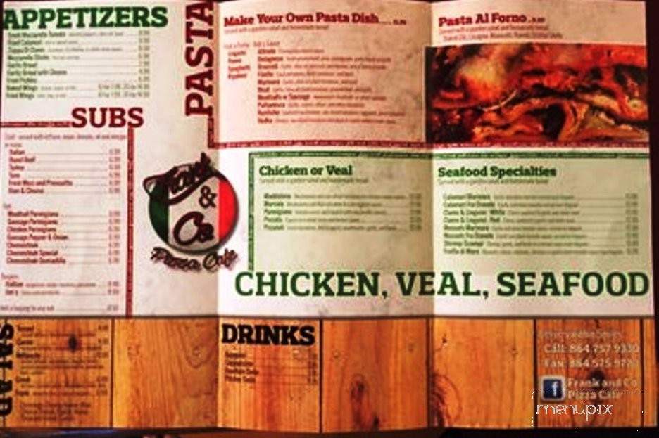 Frank and Co. Pizza Cafe - Simpsonville, SC menu_pic