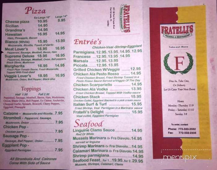 Fratelli's - Port Saint Lucie, FL menu_pic