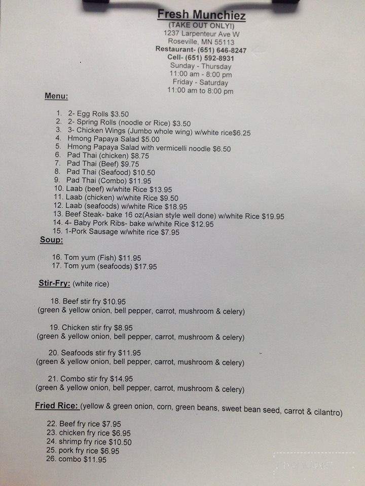 Fresh Munchiez - Roseville, MN menu_pic