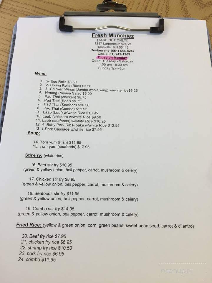 Fresh Munchiez - Roseville, MN menu_pic