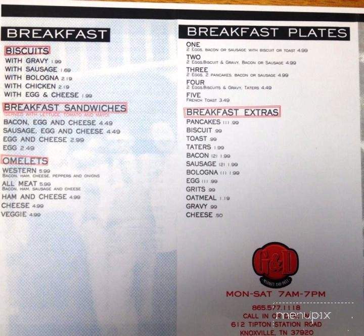 G & D Market & Deli - Knoxville, TN menu_pic