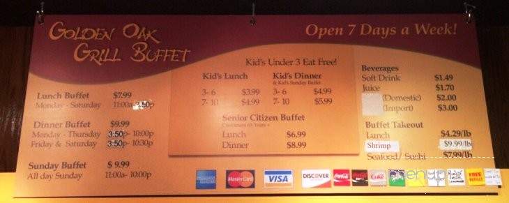 Golden Oak Grill Buffet - Oak Ridge, TN menu_pic