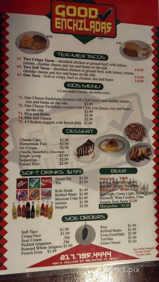 Good Enchiladas - Arlington, TX menu_pic