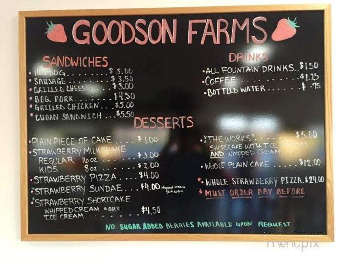 Menu of Goodson Farms Strawberry Market in Wimauma, FL 33598