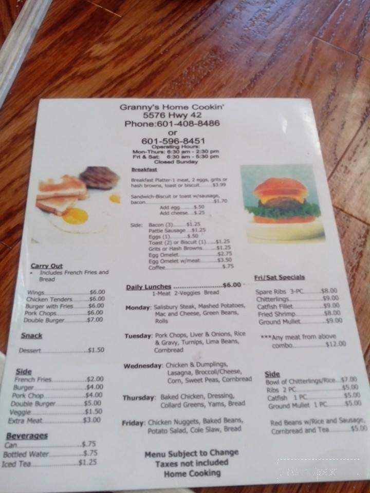 Granny's Home Cooking - Hattiesburg, MS menu_pic