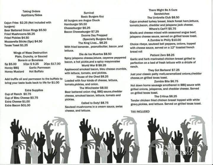 Grill of the Dead - Shreveport, LA menu_pic