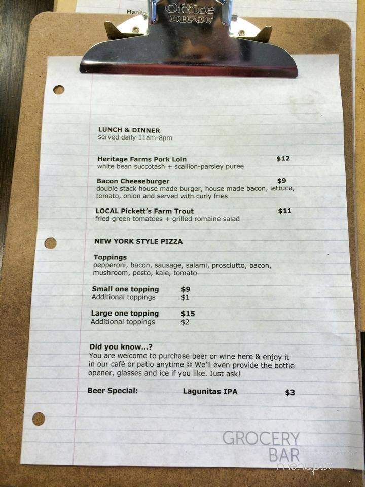 Grocery Bar - Chattanooga, TN menu_pic