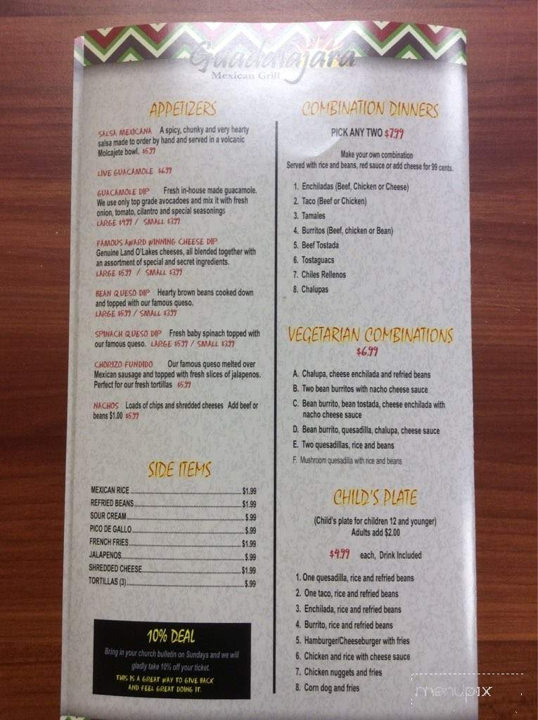 Guadalajara Grill - Cabot, AR menu_pic