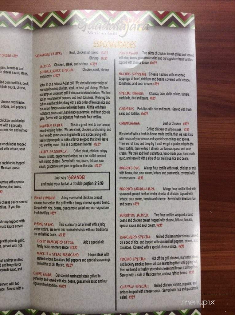 Guadalajara Grill - Cabot, AR menu_pic