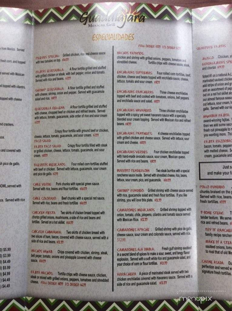 Guadalajara Grill - Cabot, AR menu_pic