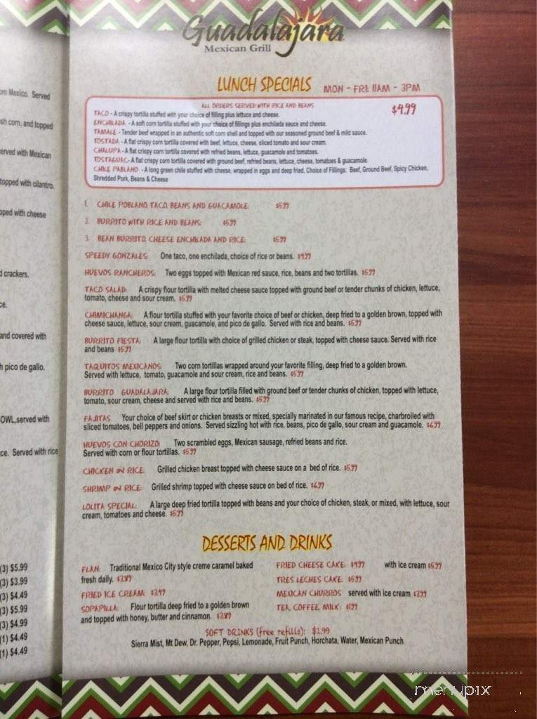 Guadalajara Grill - Cabot, AR menu_pic
