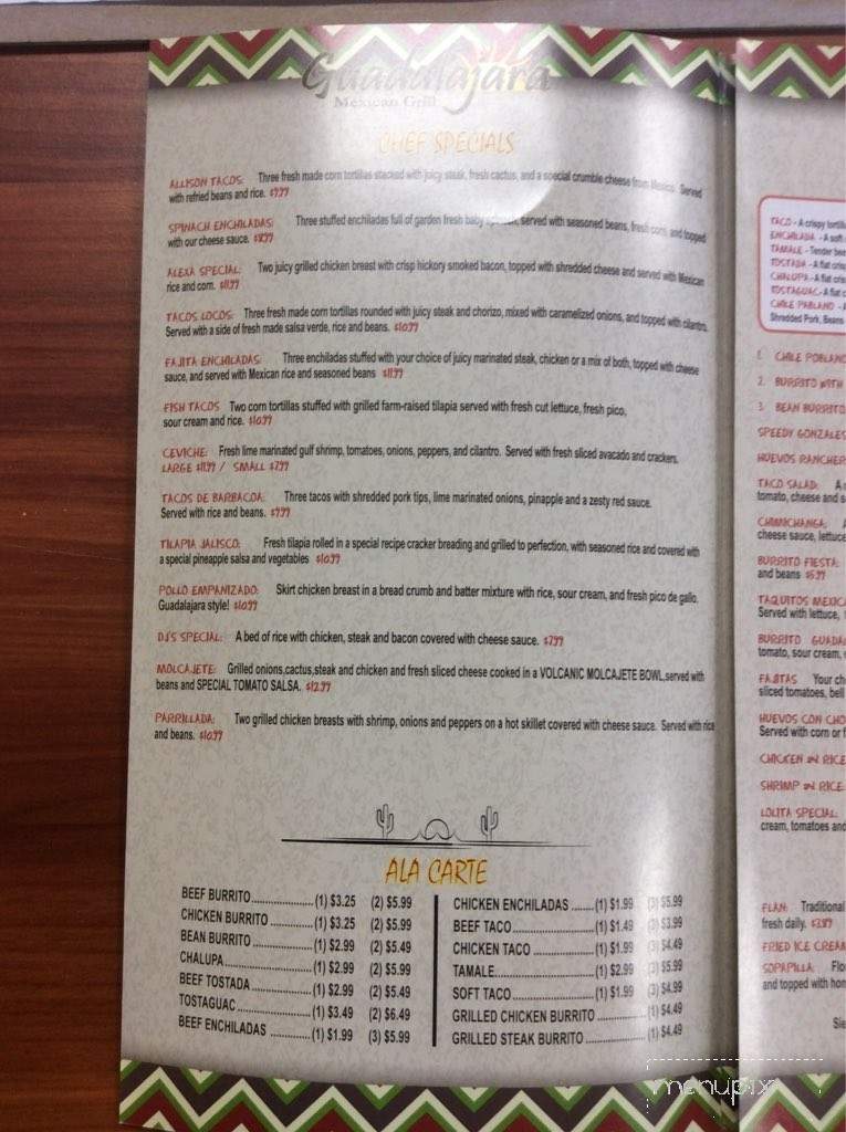 Guadalajara Grill - Cabot, AR menu_pic