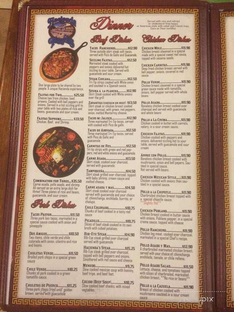 Hacienda - Clovis, CA menu_pic