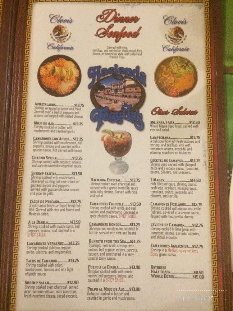 Hacienda - Clovis, CA menu_pic