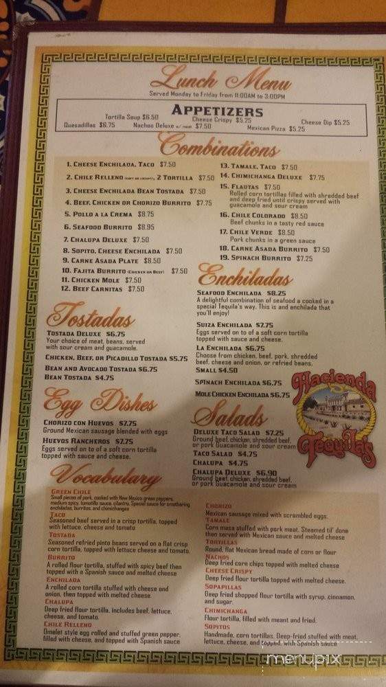 Hacienda - Clovis, CA menu_pic