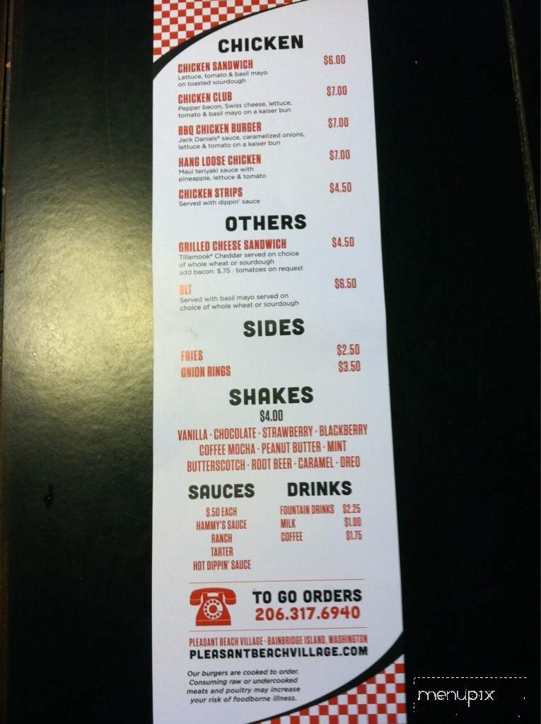 Hammy's Burgers - Bainbridge Island, WA menu_pic
