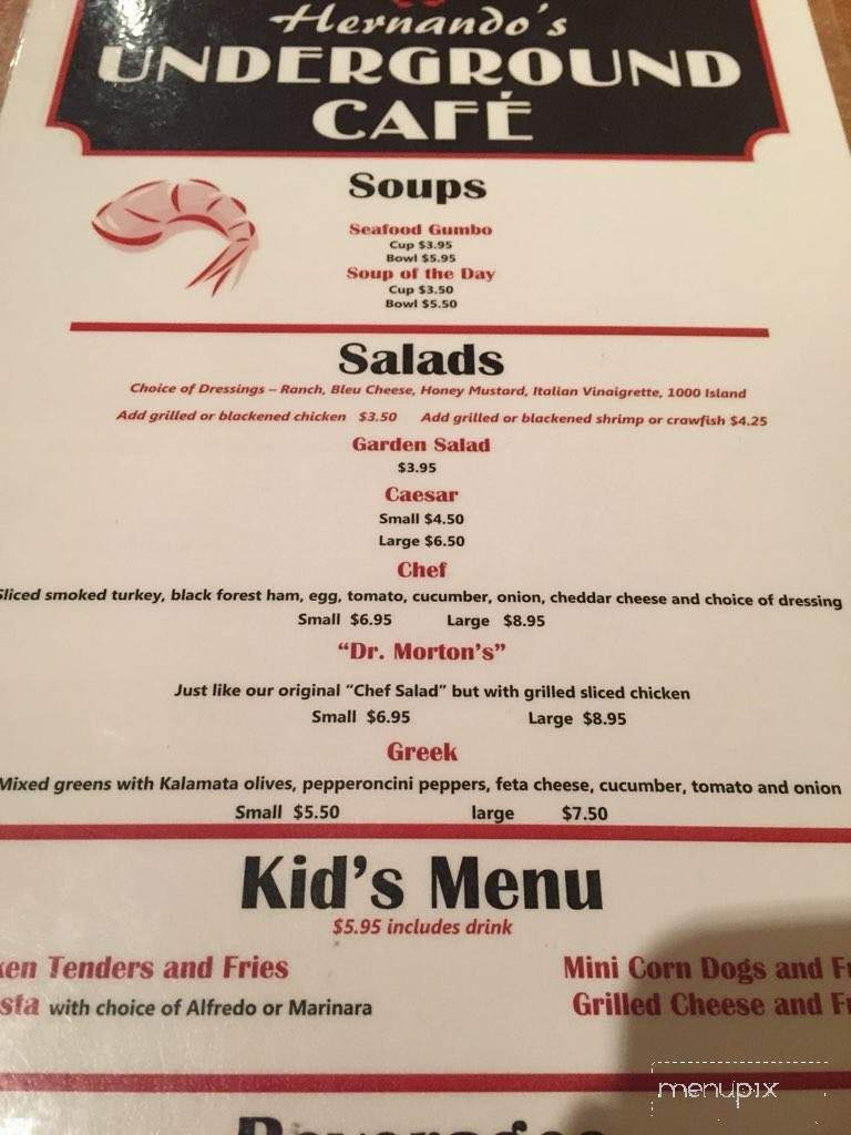 Hernando Underground Cafe - Hernando, MS menu_pic