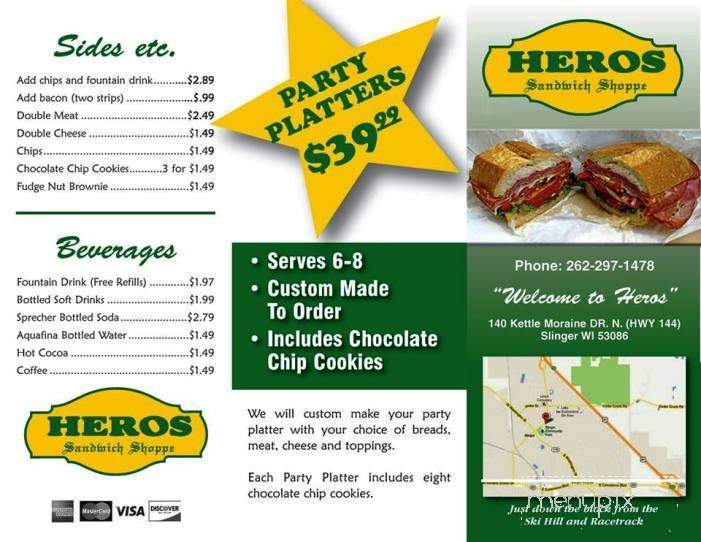 Heros Sandwich Shoppe - Slinger, WI menu_pic