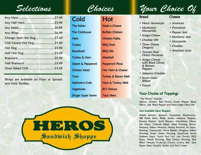 Heros Sandwich Shoppe - Slinger, WI menu_pic