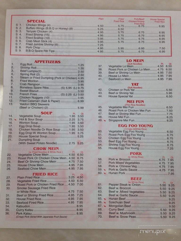 Hibachi & Chinese Express - Yorktown, VA menu_pic