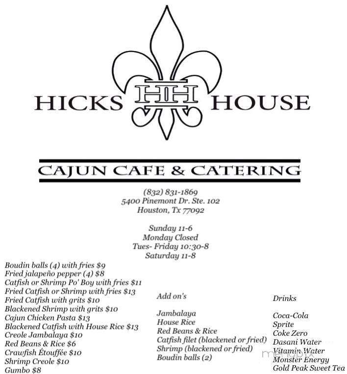 /380278927/Hicks-House-Cajun-Cafe-Menu-Houston-TX - Houston, TX